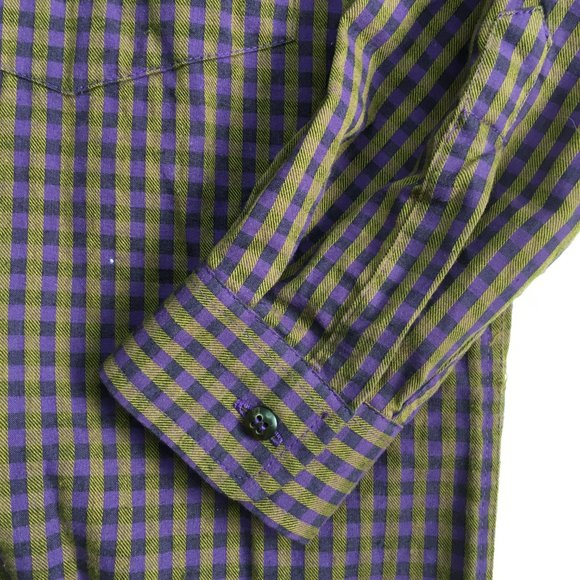 PATAGONIA Loose Fit Purple Khaki Olive Check Plaid Long Sleeve Button Shirt - Picture 5 of 7